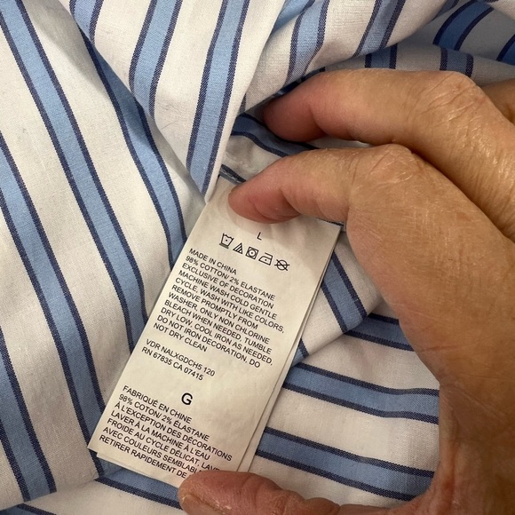 Nautica White and Blue Striped Button Down Shirt - Picture 9 of 11